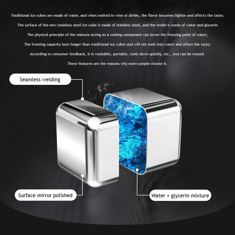 Stainless Steel Stones Ice Cubes